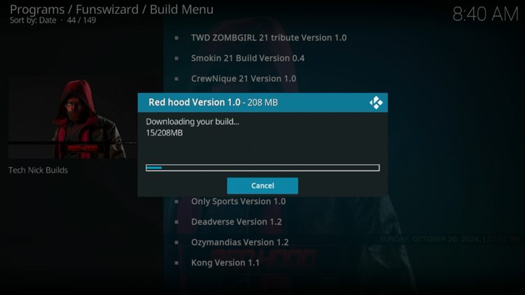 Wait for you build to download.