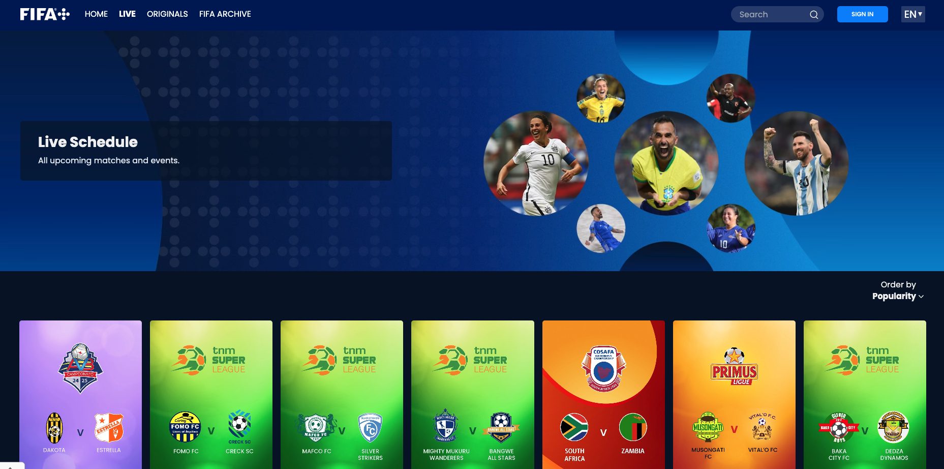 Sitio web de FIFA+