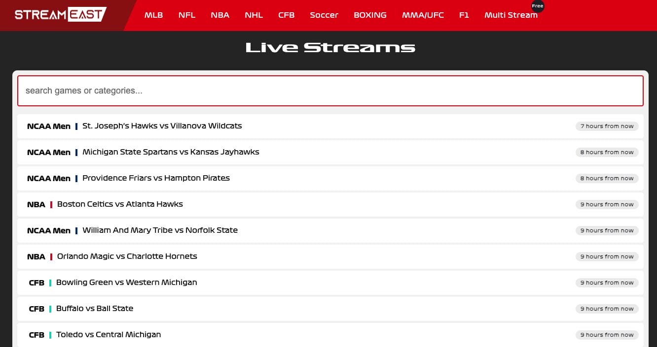 15 Best StreamEast Alternatives in 2025 (Working & Safe)