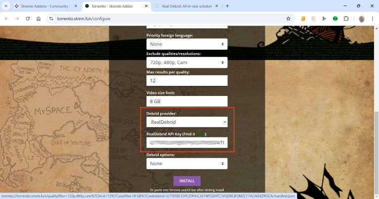 input your debrid provider