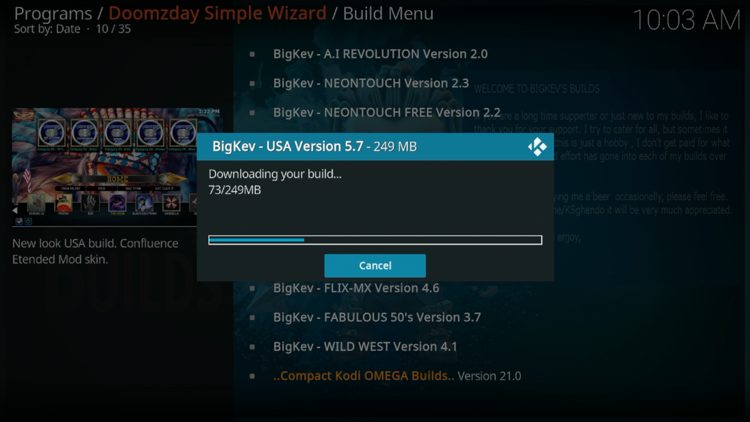 Wait for your build to download.