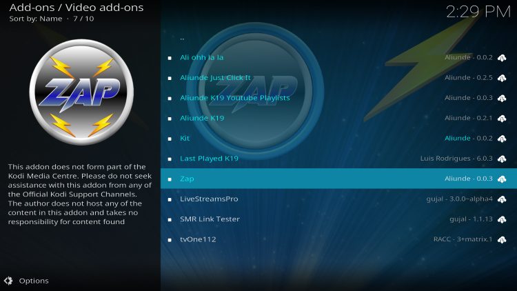 click zap kodi addon
