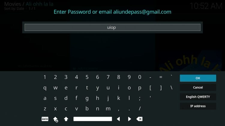 This adult add-on does require a password. Enter "uiop" and click OK.