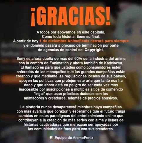 AnimeFenix Farewell Message