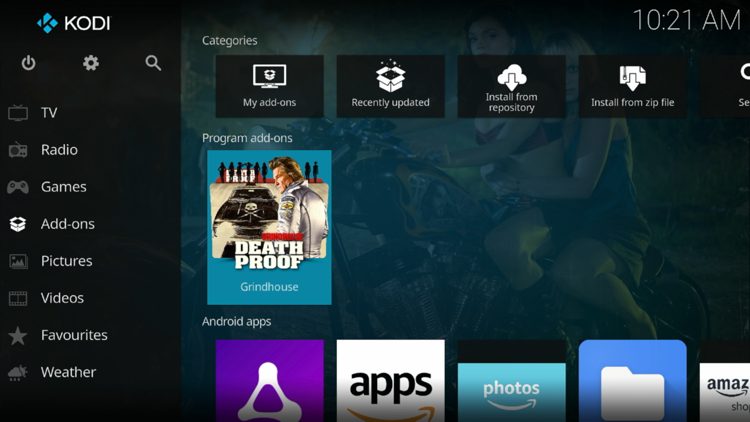 Return back to the home screen of Kodi, hover over Add-ons and click Grindhouse Wizard under Program add-ons.
