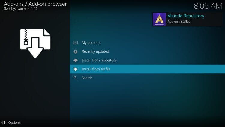 aliunde repo installed message appears