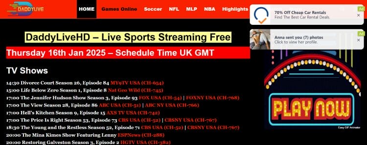 Daddylive TV Streaming site