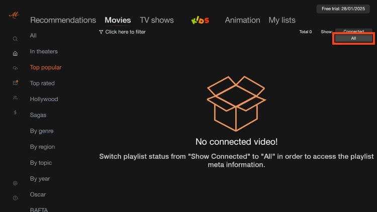 change from connected to all