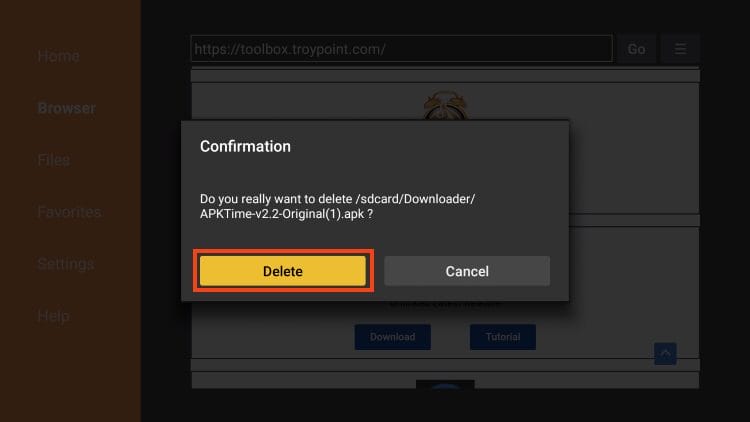 choose delete again
