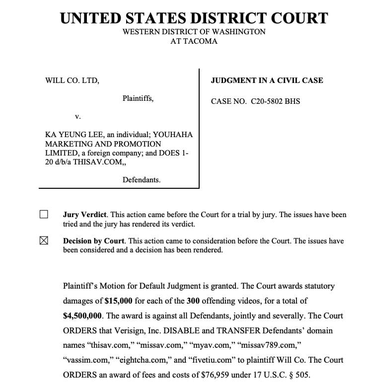 MissAV Operators Ordered To Pay 4 5 Million In Damages