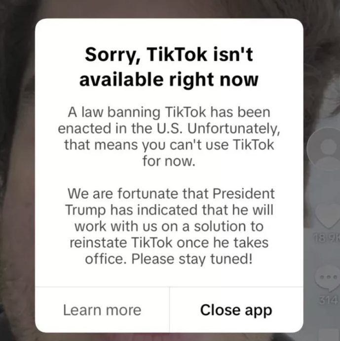 TikTok Not Available Message