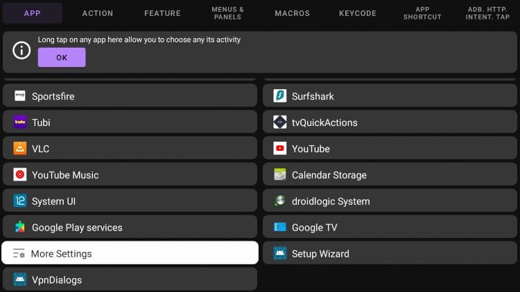 scroll down and click find more settings