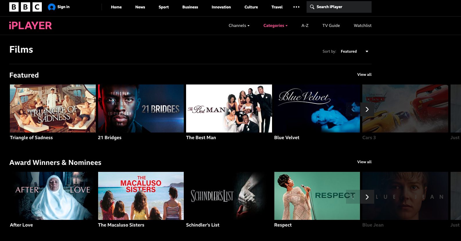 BBC iPlayer Website