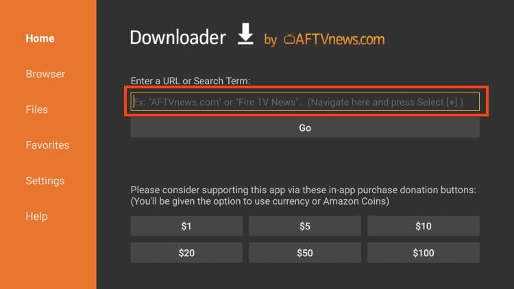 open the url bar