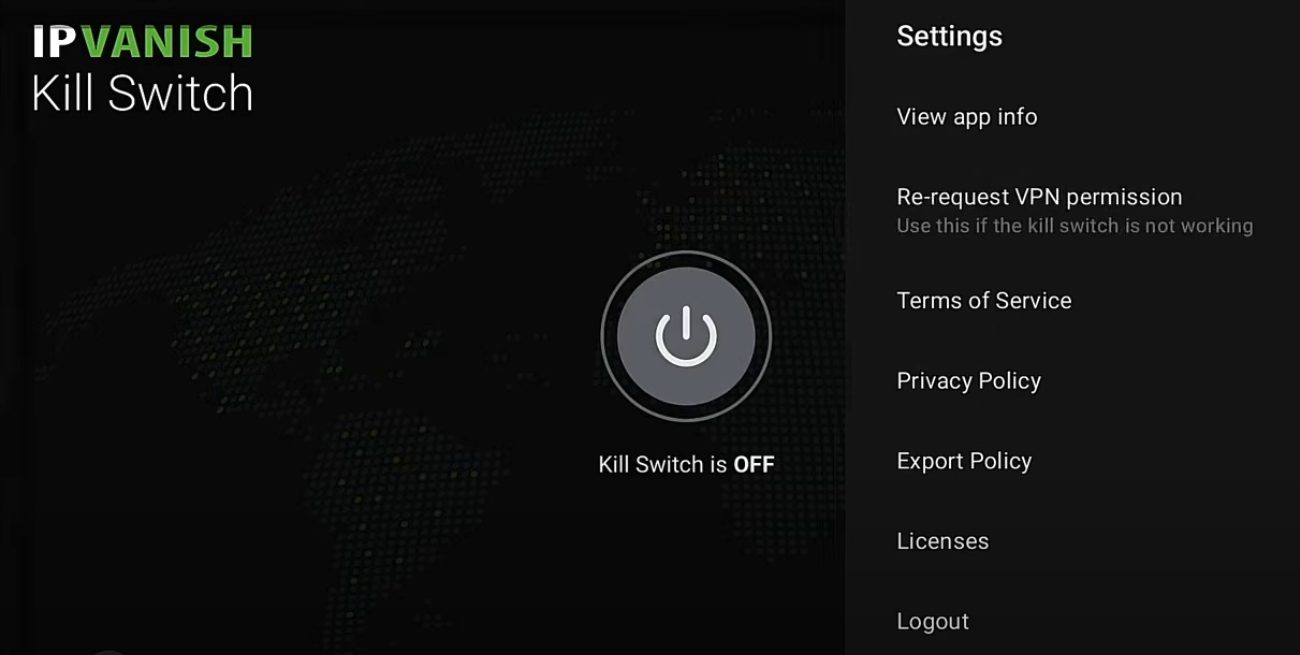 If the Kill Switch isn't working, click the Settings icon and select Re-request VPN permission.