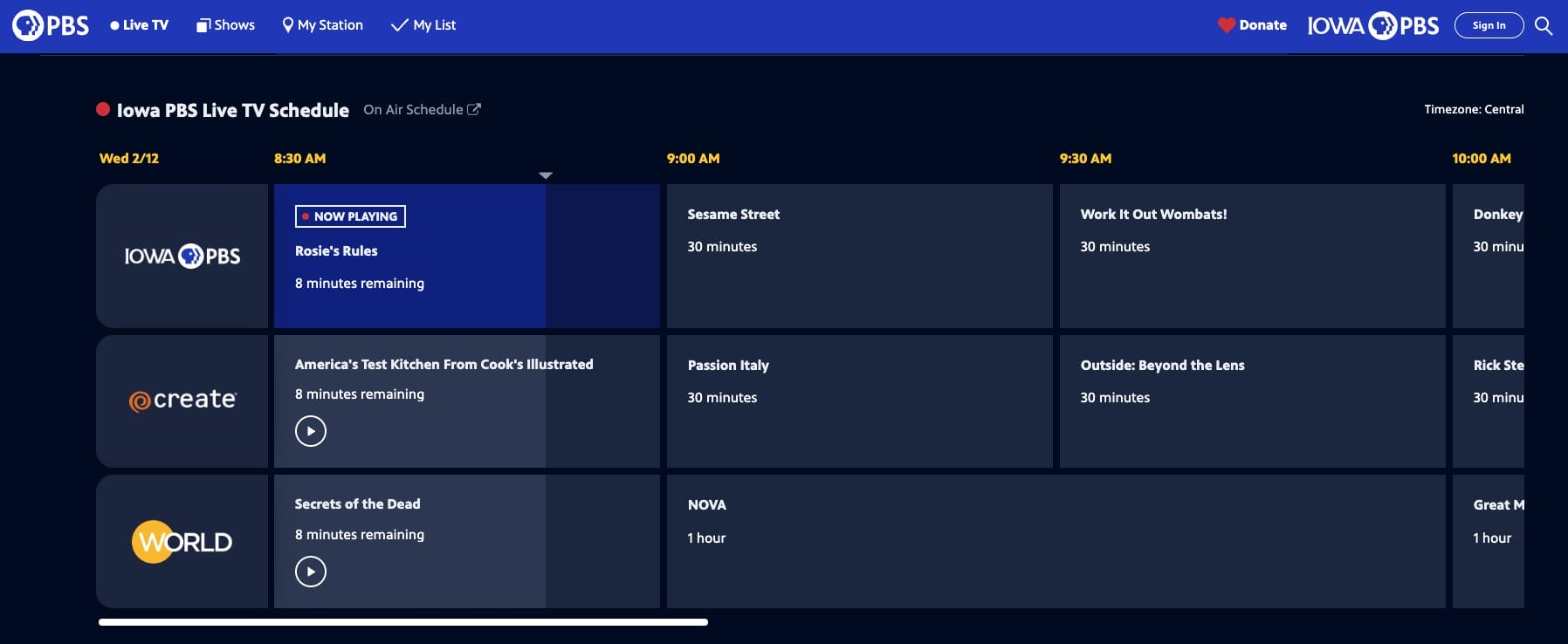 PBS Live Website