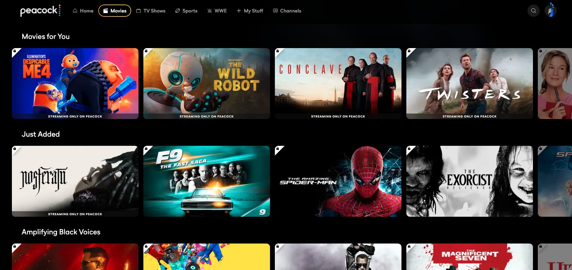 Peacock TV Website