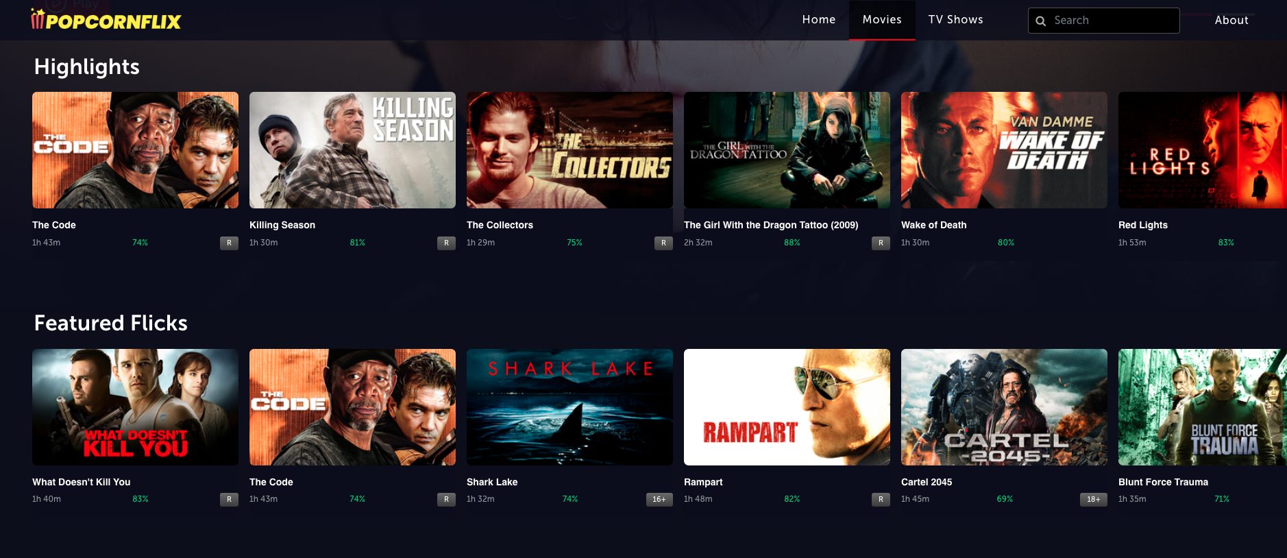 PopcornFlix Website