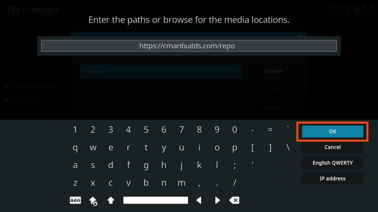 type cmanuilds.com/repo and click ok