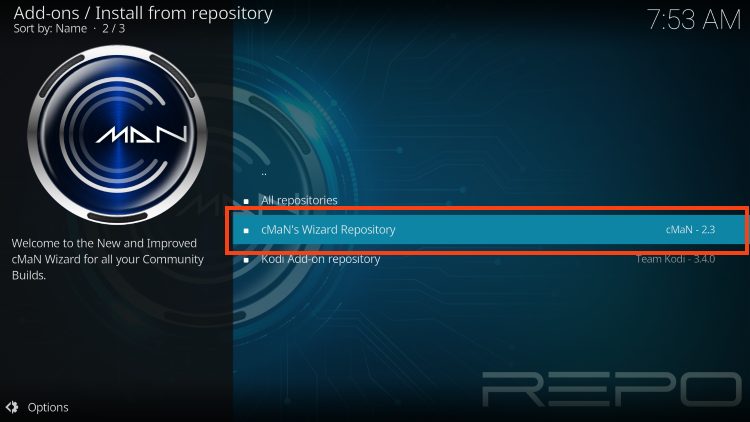 choose cman repo