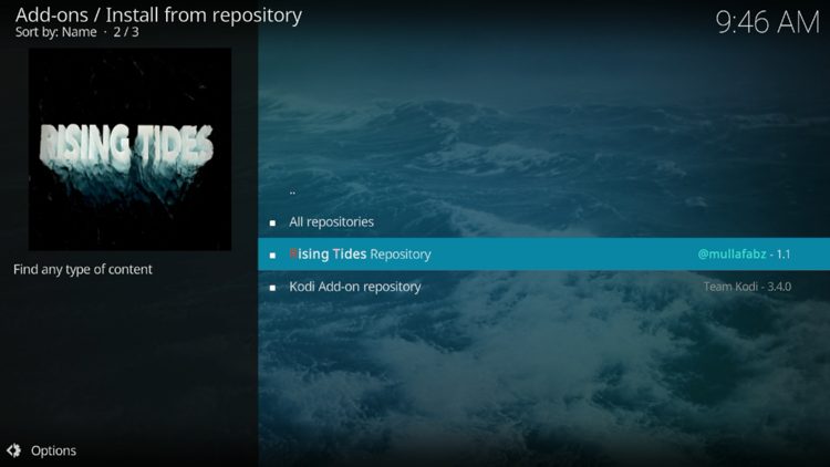 Then select the Rising Tides Repository