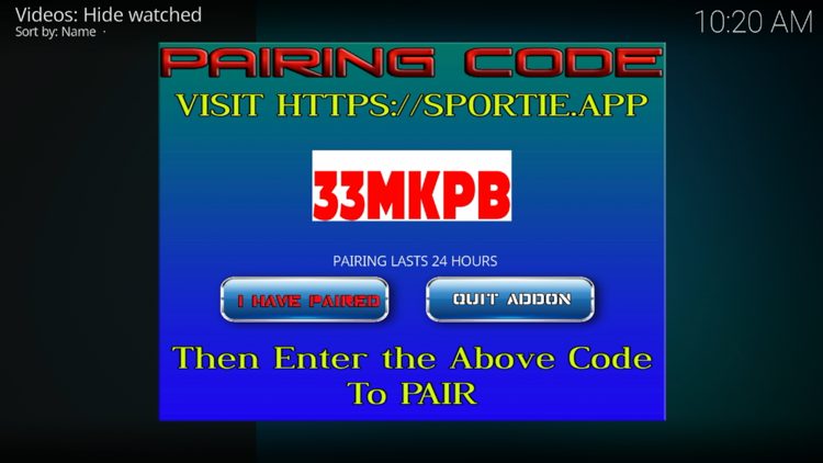 Utilizzo di un codice sull'add-on Sportie