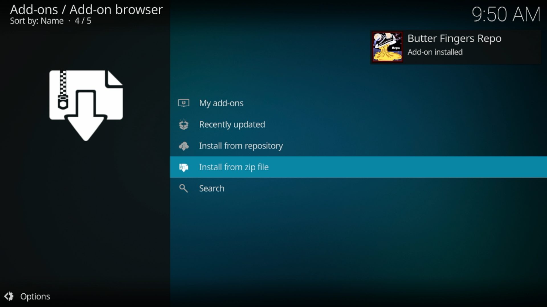 Wait for the "Butter Fingers Repository installed" message to appear