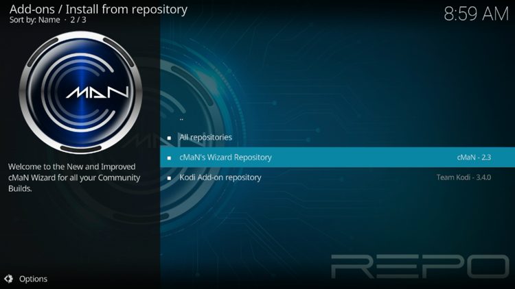 Select cMaN's Wizard Repository