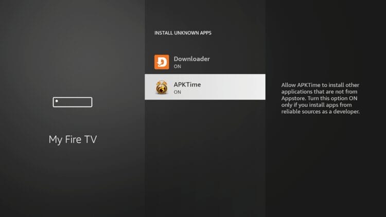 Then click APKTime to ON. This is a very important step that will enable us to install third-party applications.