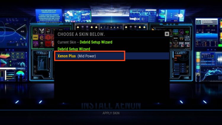 choose skin previously installed
