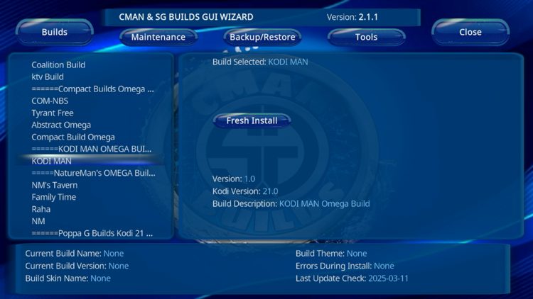 Click Builds.