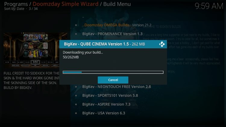 Wait for your build to download.