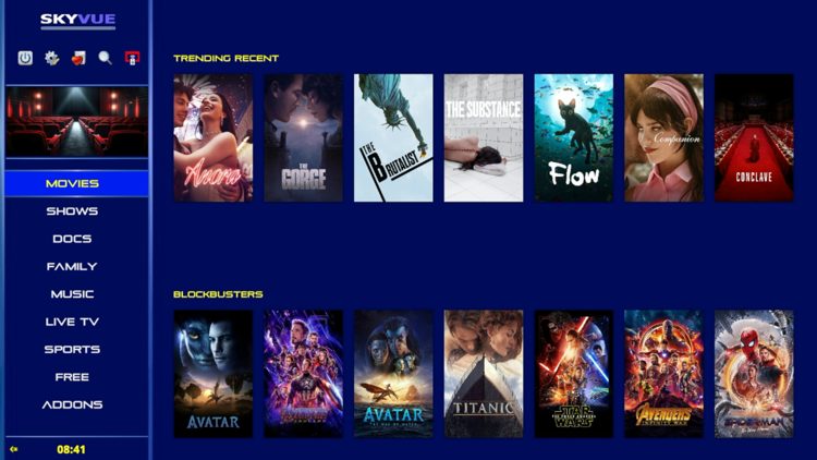 You have successfully installed the SkyVue build on Kodi.