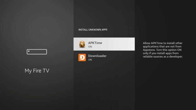 Then click APKTime to ON. This is a very important step that will enable us to install third-party applications.