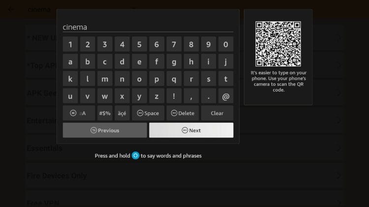 Enter the name of any application you want to install. In this example we entered 'cinema.'