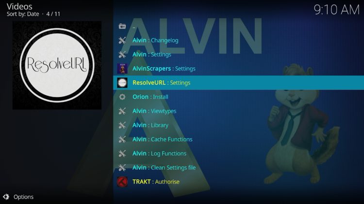 Select ResolveURL: Settings.