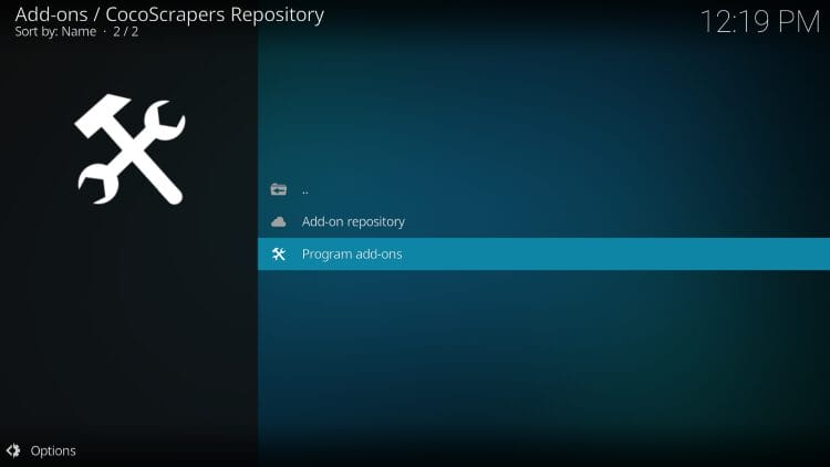 choose program addons