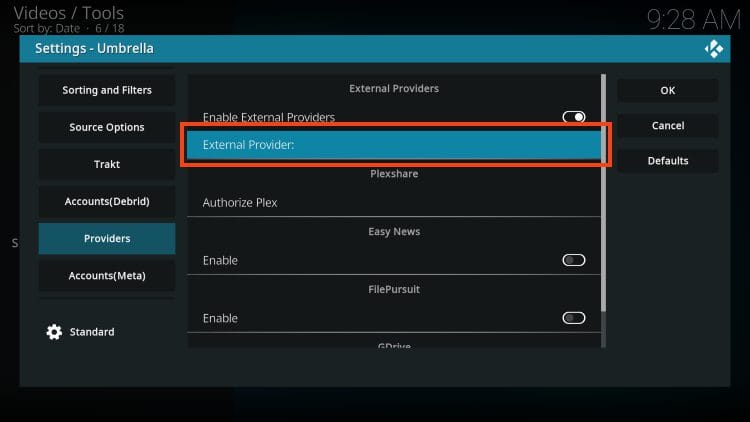 click external provider