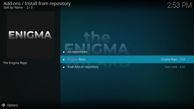 Select the Enigma Repo.