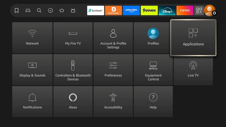 Hover over the Settings icon and click Applications.
