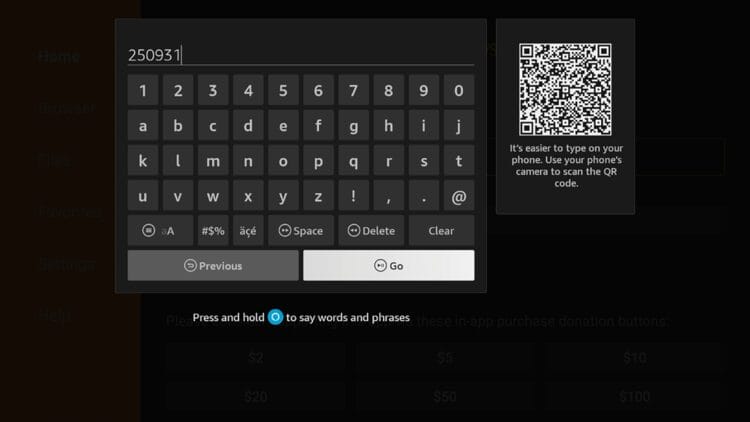 Enter the code 250931 and click Go.
