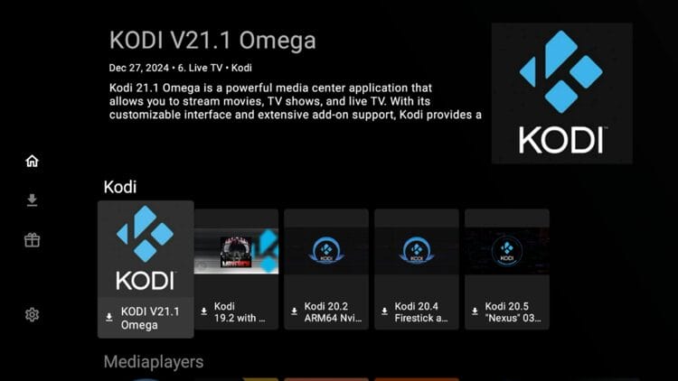 After the store launches, scroll down to find the Kodi category and select your preferred Kodi version.