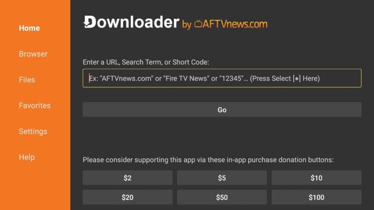 Launch Downloader and click the URL bar.