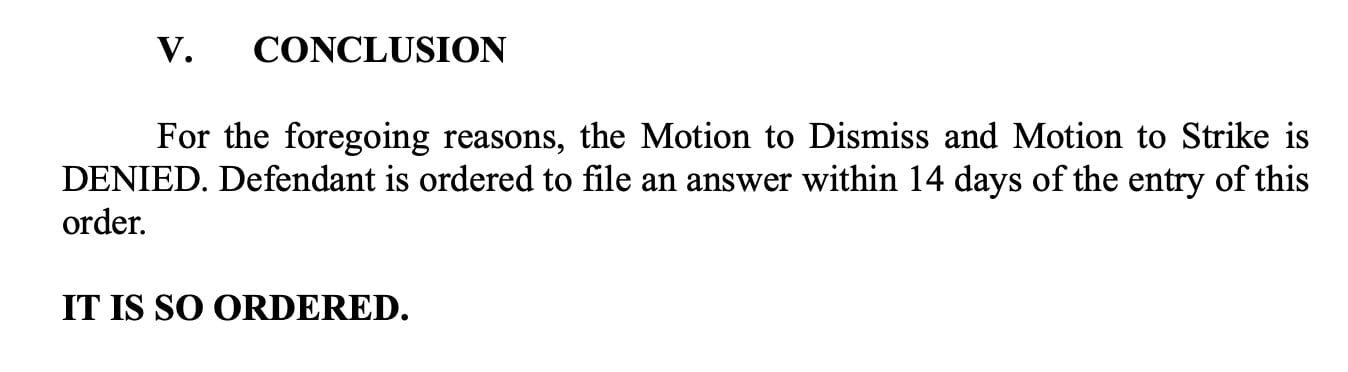 Court Order Conclusion