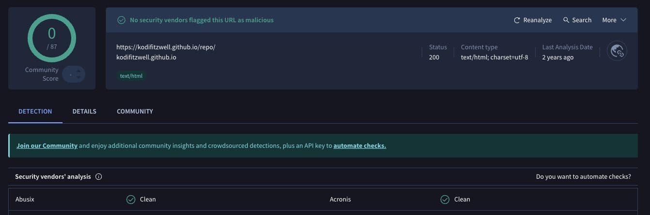 POV VirusTotal Scan