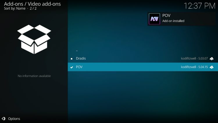 When finished, the Add-on installed message will appear.