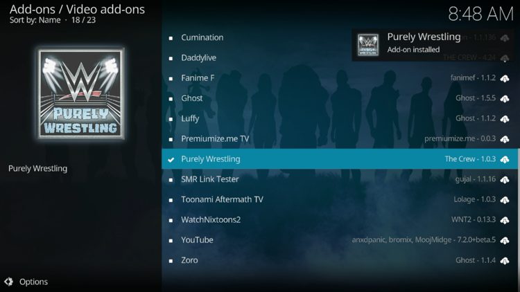 Wait for the "Purely Wrestling Add-on Installed" message to appear