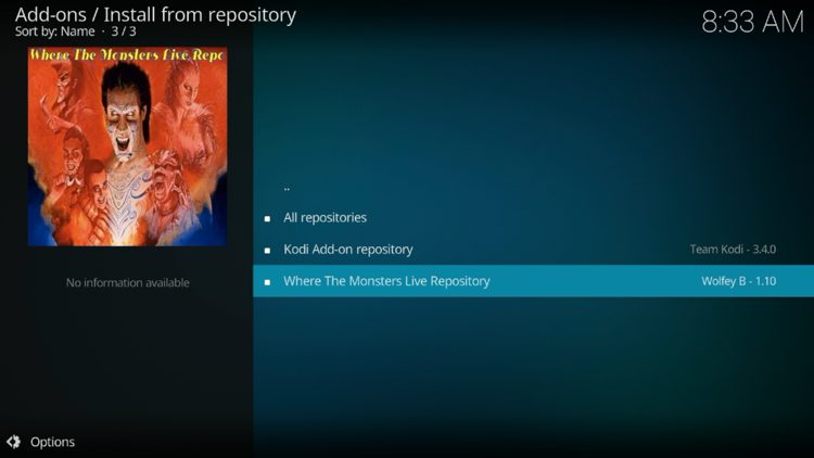 Select Where the Monsters Live repository.