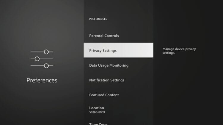 Click Privacy Settings