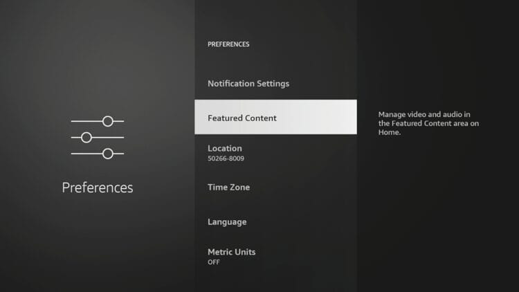 Now click the back button and select Featured Content.